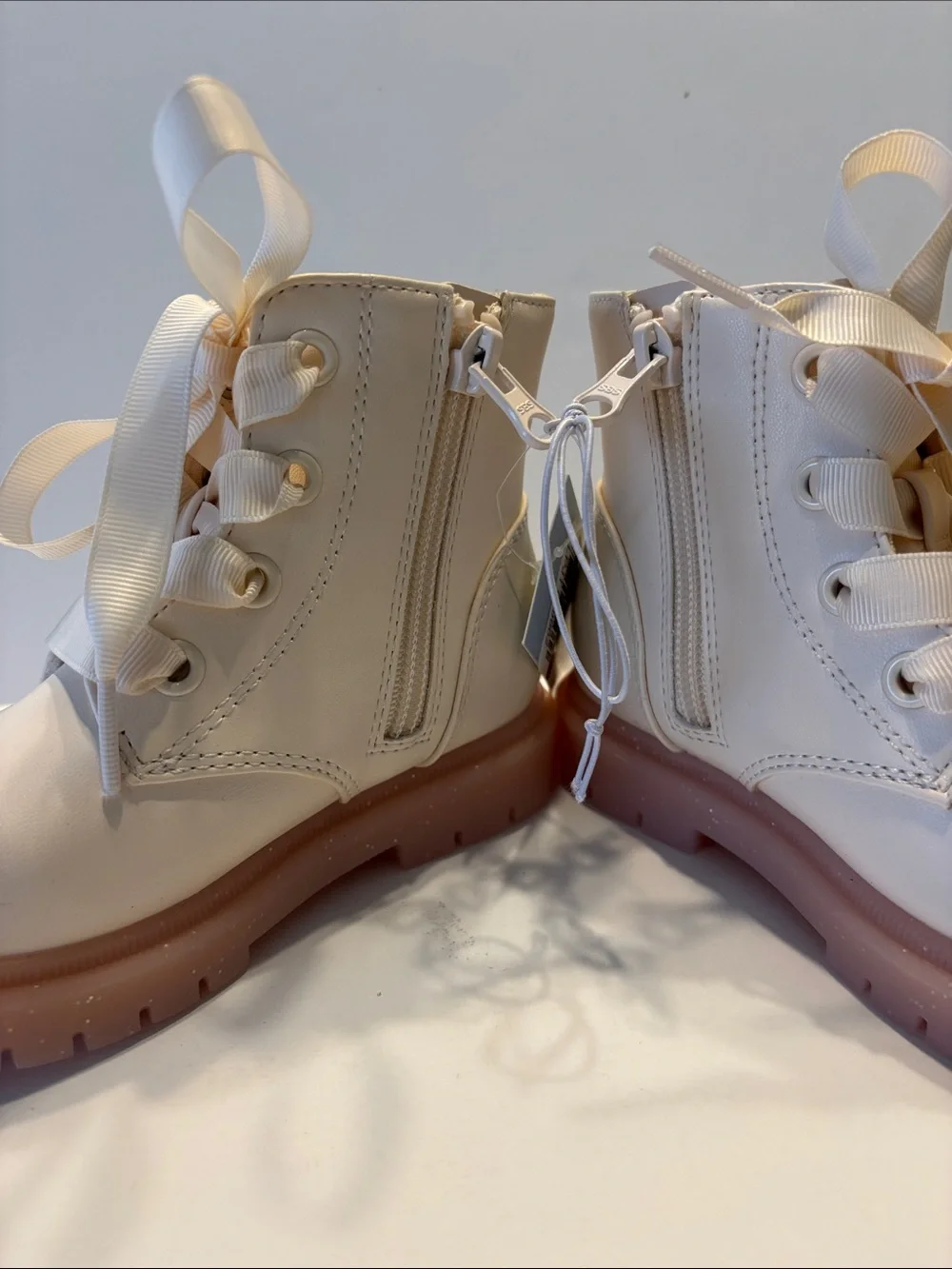 Cat & Jack Toddler Amaya Lace-Up Combat Boots in Ivory